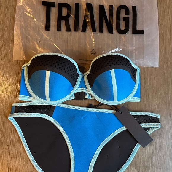 Triangl blue bikini set Top: Size Small + Bottom: Size M - Picture 2 of 6